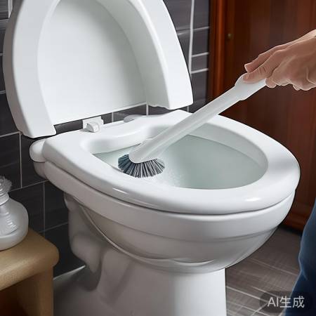 马桶刷+白醋热水清洁