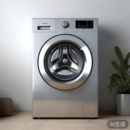 简约银色洗衣机,小户型必备