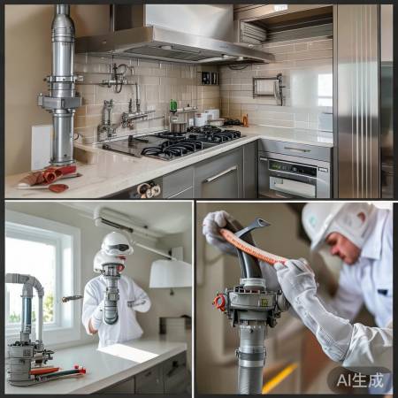 油烟机管道连接,确保密封。